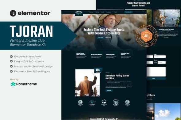 Tjoran - Fishing & Angling Club Elementor Template Kit