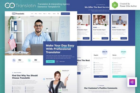 Translatin - Translation Services & Interpreting Agency Elementor Template Kit