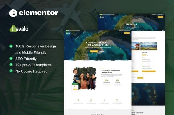 Trevalo - Travel & Tour Agency Elementor Pro Template Kit