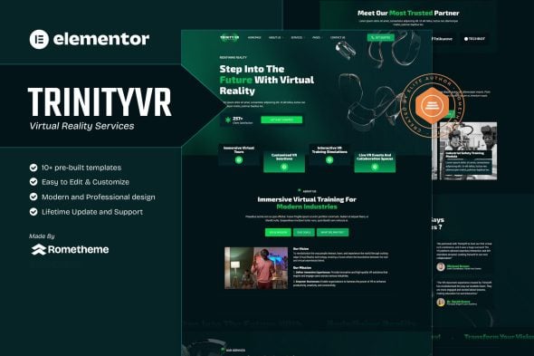 TrinityVR – Virtual Reality Services Elementor Template Kit