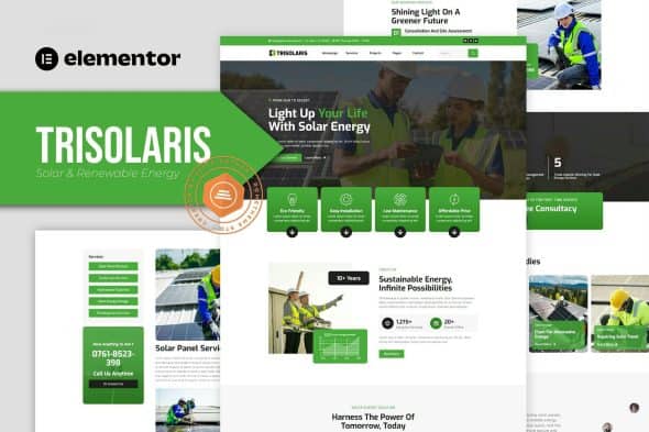 Trisolaris - Solar & Renewable Energy Elementor Template Kit