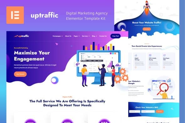 Uptraffic - Digital Marketing Agency Elementor Template Kit