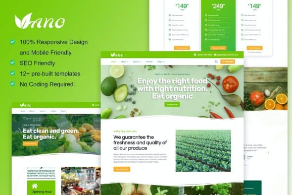 Vano - Organic Food & Agriculture Elementor Template Kit