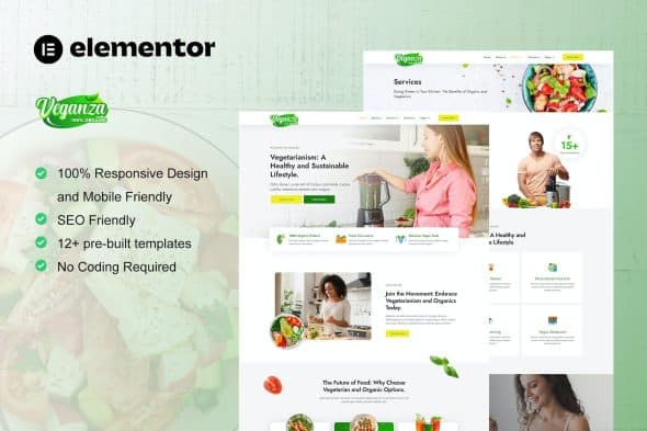 Veganza - Organic Food & Vegetarian Elementor Template Kit