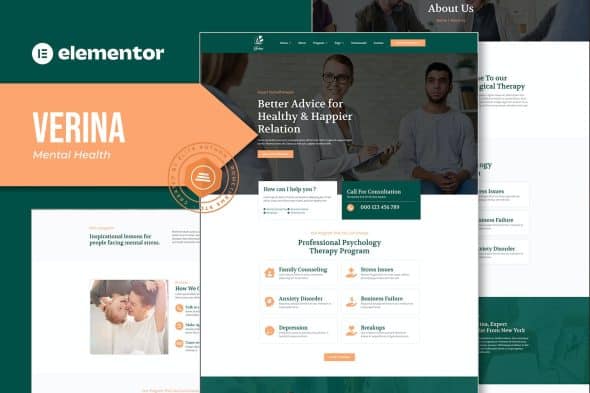 Verina - Mental Health Elementor Template Kit