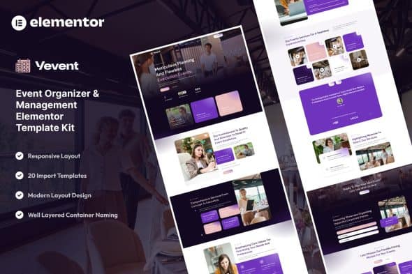 Download Vevent – Event Planner & Organizer Elementor Template Kit