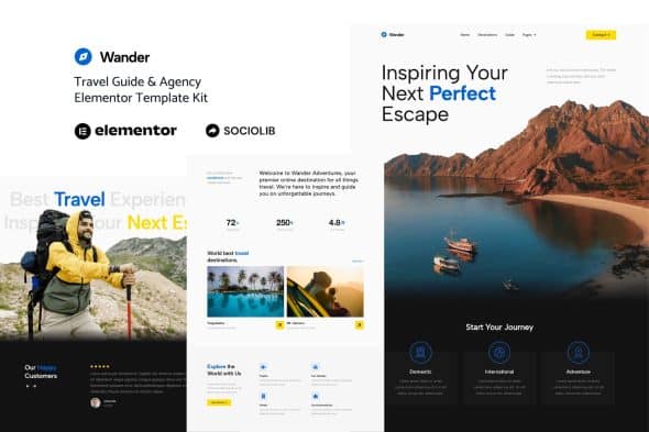 Wander - Travel Guide & Agency Elementor Template Kit