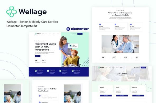 Wellage - Senior & Elderly Care Service Elementor Template Kit