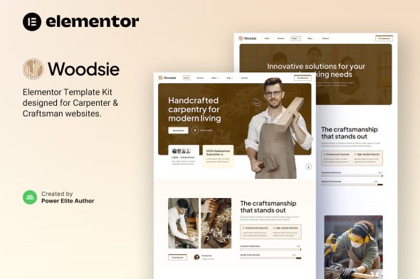 Woodsie - Carpenter & Craftsman Elementor Template Kit