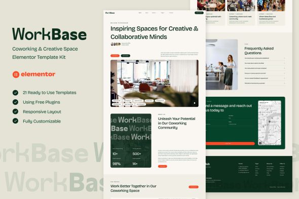 WorkBase - Coworking & Creative Space Elementor Template Kit