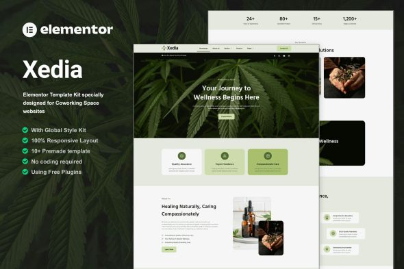 Xedia - Medical Marijuana Elementor Template Kit