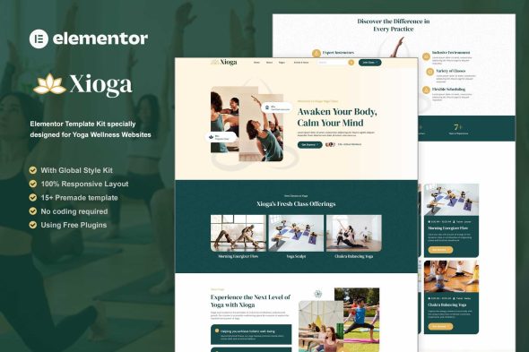 Xioga - Yoga Wellness Elementor Template Kit