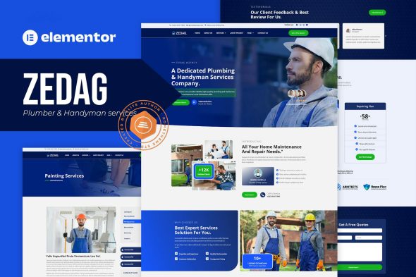 Zedag - Plumber & Handyman Services Elementor Pro Template Kit