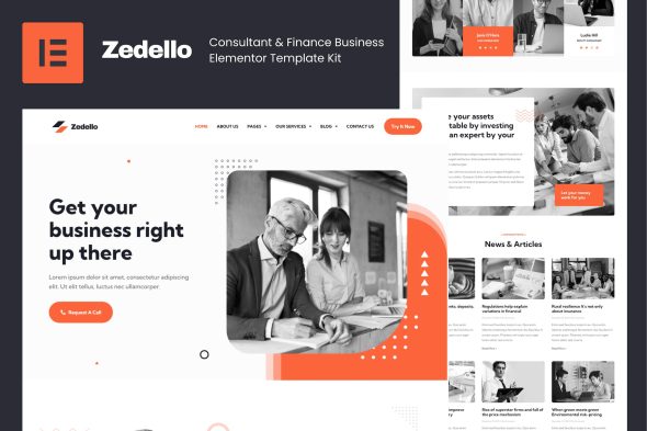 Zedello - Consultant & Finance Business Elementor Template Kit