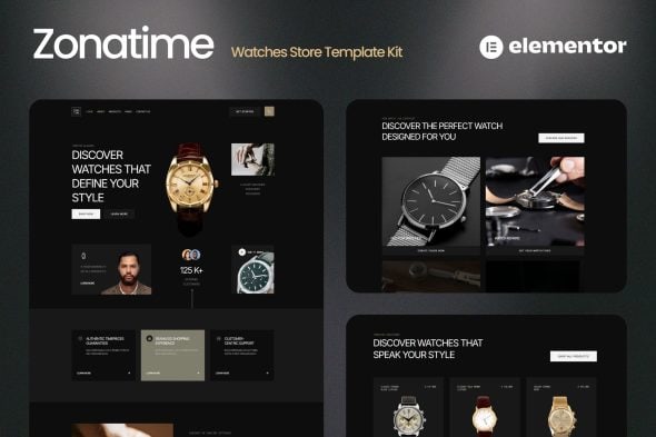 Zonatime – Dark Theme Watch Store Elementor Template Kit