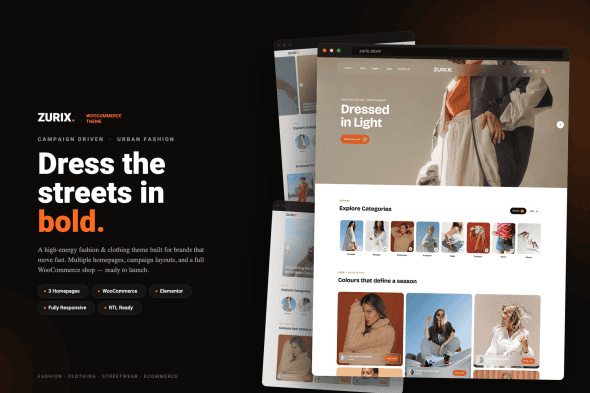 Download ZURIX - Campaign Driven Urban Fashion WooCommerce GPL WordPress Plugin